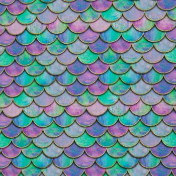 Baumwolljersey Melody Mermaid groß, bunt/türkis/aqua/pink by Swafing